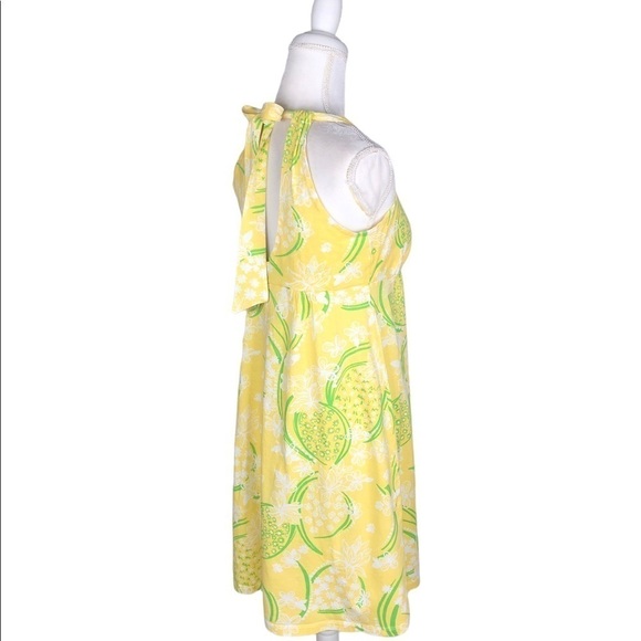 Lilly Pulitzer yellow green white knit tank dress Noella small halter open back - Picture 4 of 15